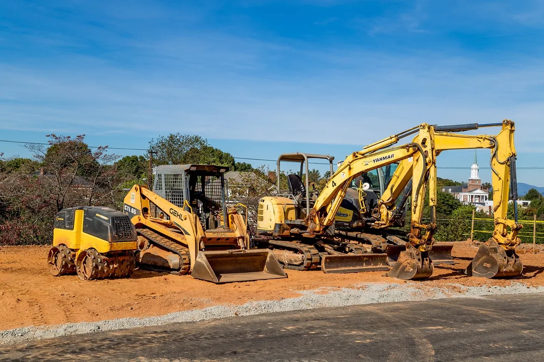 Excavators working on a construction site